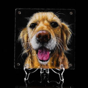 3D Glass Golden Dog Portrait