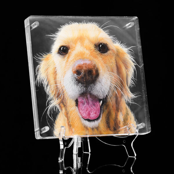 Golden Dog 3D Glass Portrait